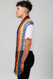 NET KNITTED RAINBOW SCARF.