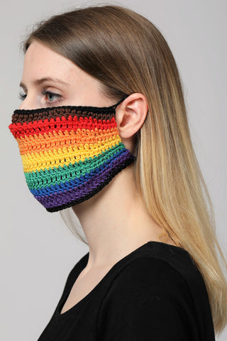 KNITTED RAINBOW MASK.